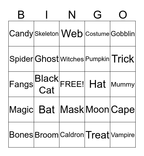 Halloween BINGO Card