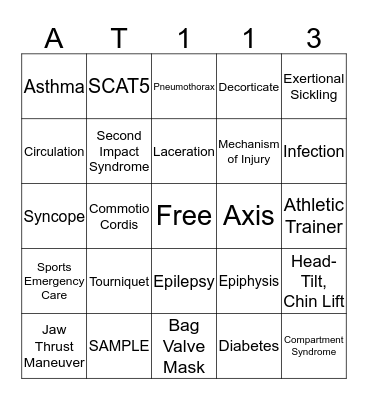 Emergency Response Bingo Card