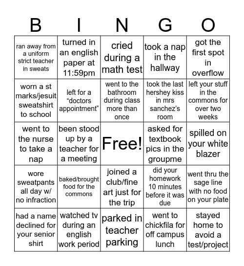 SKA HOCKADAY Bingo Card