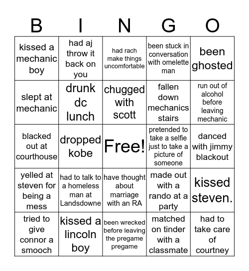 Westfield Bingo Card