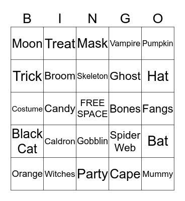 Halloween BINGO Card