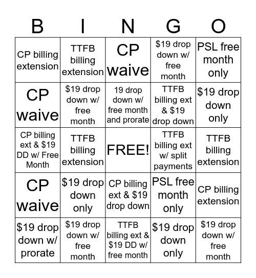 Customer Service Bingo! Bingo Card