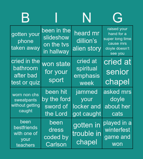 🦅CHS BINGO 🦅 Bingo Card