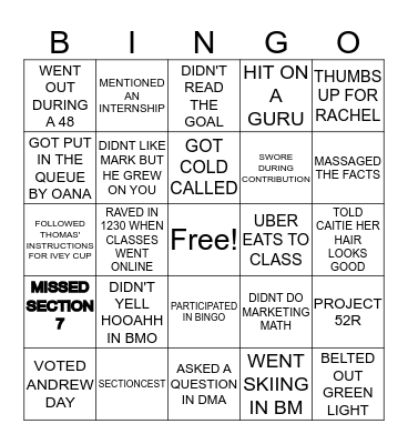 SECTION 7 BINGO Card