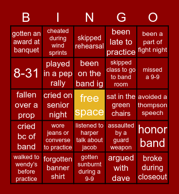 lassiter band Bingo Card