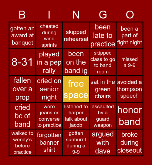 lassiter band Bingo Card