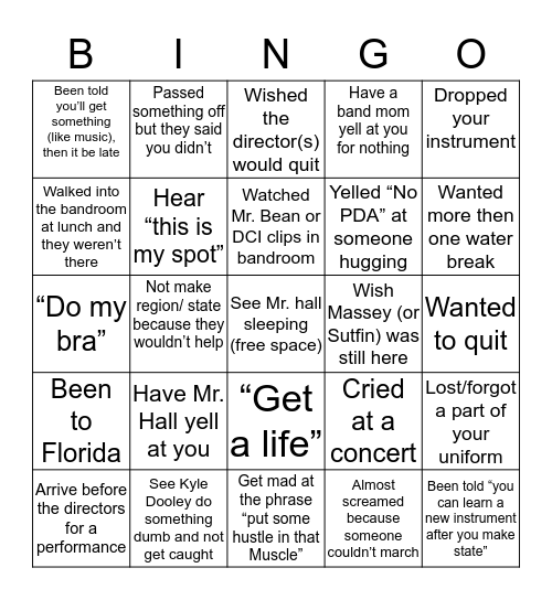 Pocahontas band bingo Card