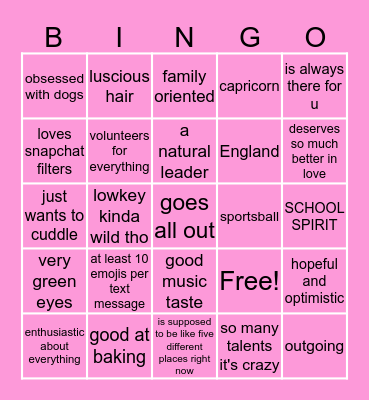 Annabel Carter's Bingo Card