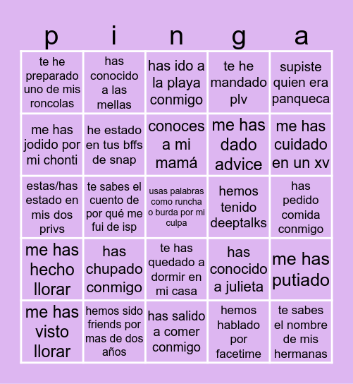 nath😛 Bingo Card