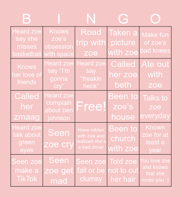 How well do you know Zmaag Bingo Card