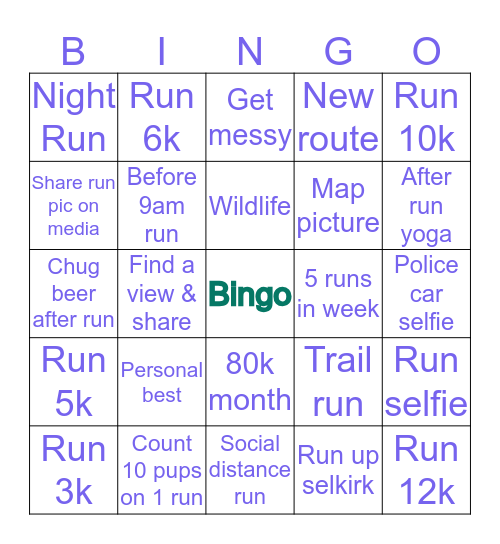 April Run Bingo Card