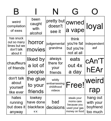 hannah bingo Card