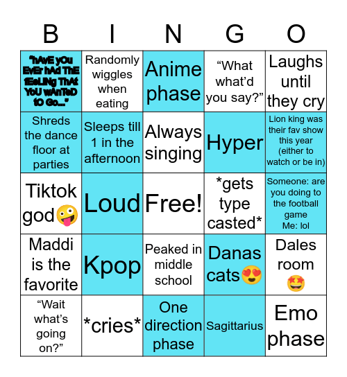 Julias Bingo Card