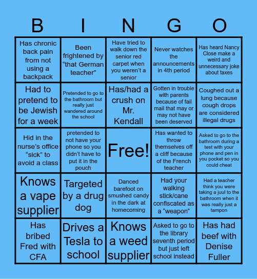 Starr’s Mill Bingo Card