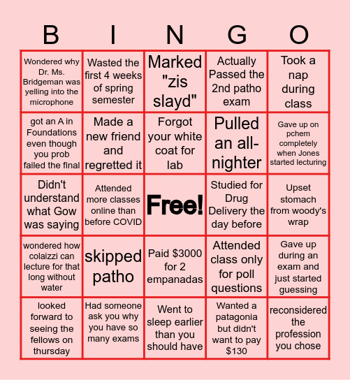 P1 EMSOP BINGO Card