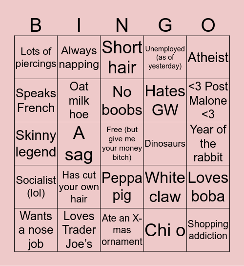GEORGIE Bingo Card