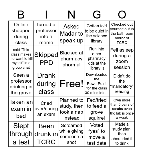 Pharma Bingo Card