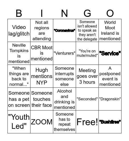 SRC Memes Bingo Card