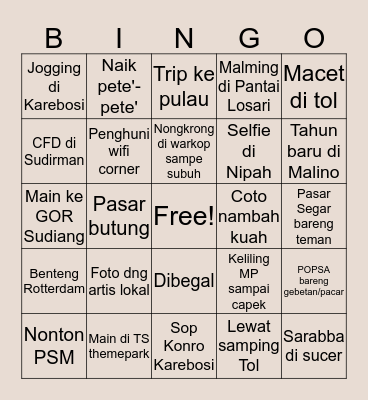 Makassar Bingo Card