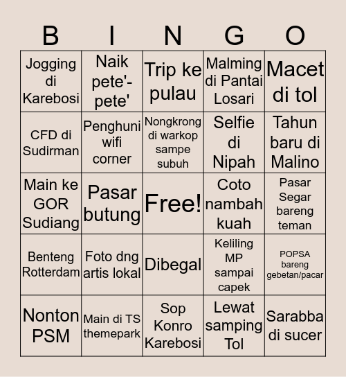 Makassar Bingo Card