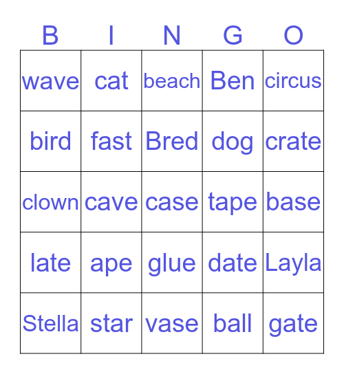 Blossom Bingo Card