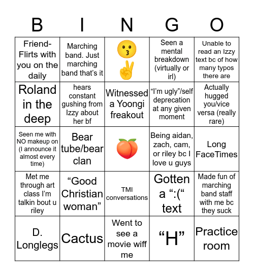 Izzy bingo 🥺 Bingo Card