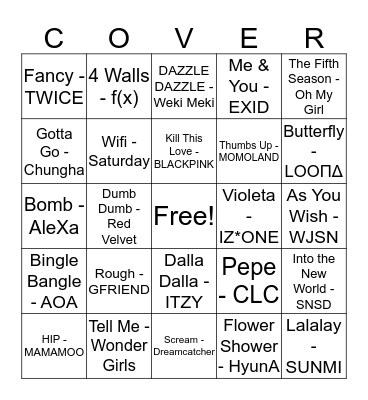 Girl Groups Bingo Card