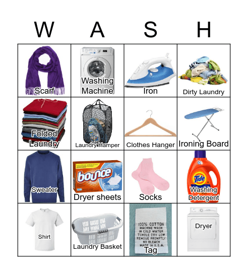 Laundry BINGO Card