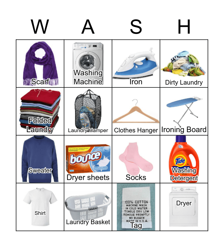 Laundry Bingo Card