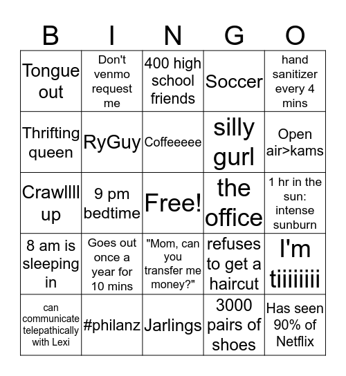 Maddie Bingo Card