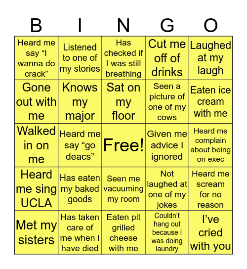 Madeline’s Stupid Life Bingo Card