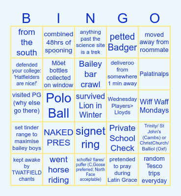 HATFIELD :) Bingo Card