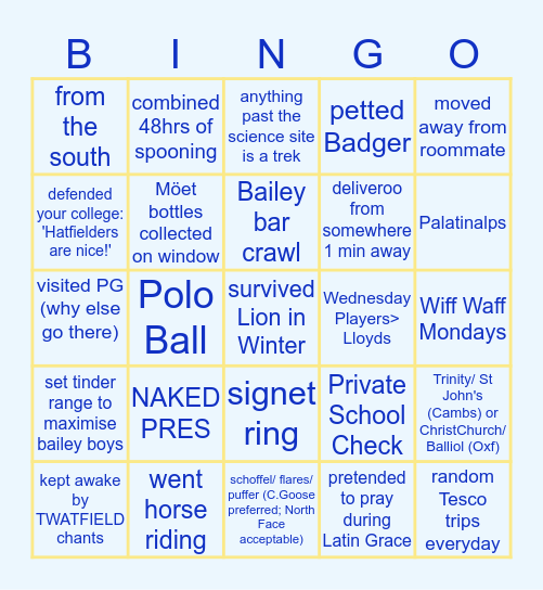 HATFIELD :) Bingo Card