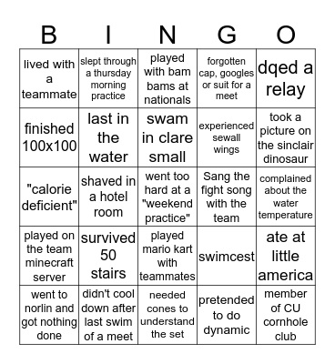 swimmy swimmy fun time Bingo Card