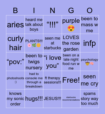 RACHEL’ BORED BINGO !!! Bingo Card