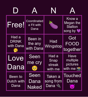 Dana’s Bingo 💅🏾🥳🧚🏾 Bingo Card