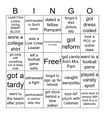 ROSE ALUM BINGO Card