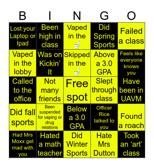UAHS Bingo Card
