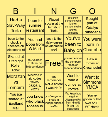 East Side CLT Bingo Card