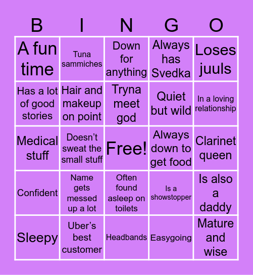 Shoshana's Bingo Card