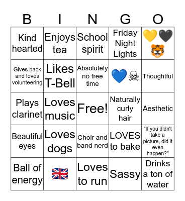 Annabel's Bingo Card