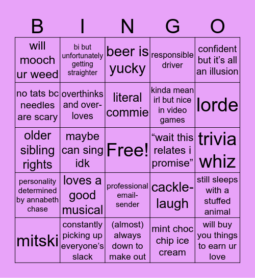 Bingo Bango Stango Bingo Card