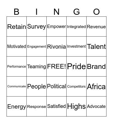 Buzzword Bingo Card