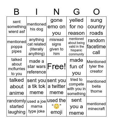 Talking to Chuck 1 on he has... Bingo Card