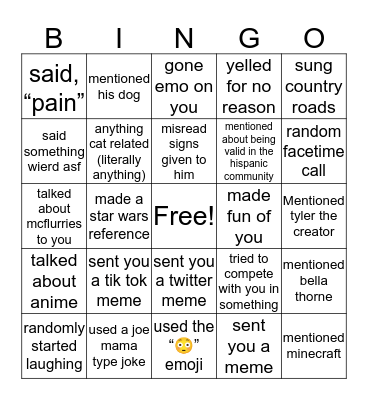 Talking to Chuck 1 on 1 he has... Bingo Card