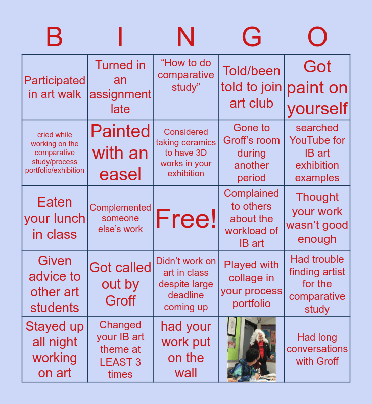 IB art Bingo Card