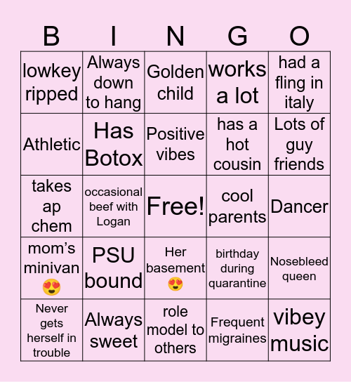 Nicole’s bingo Card