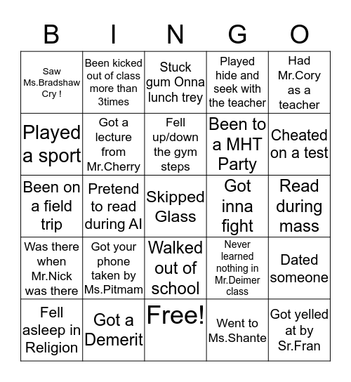 💛💙MHT BINGO 💙💛 Bingo Card
