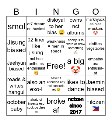bingo with mochisungsbae Bingo Card