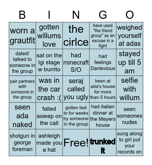 Party Rules Bingo Card